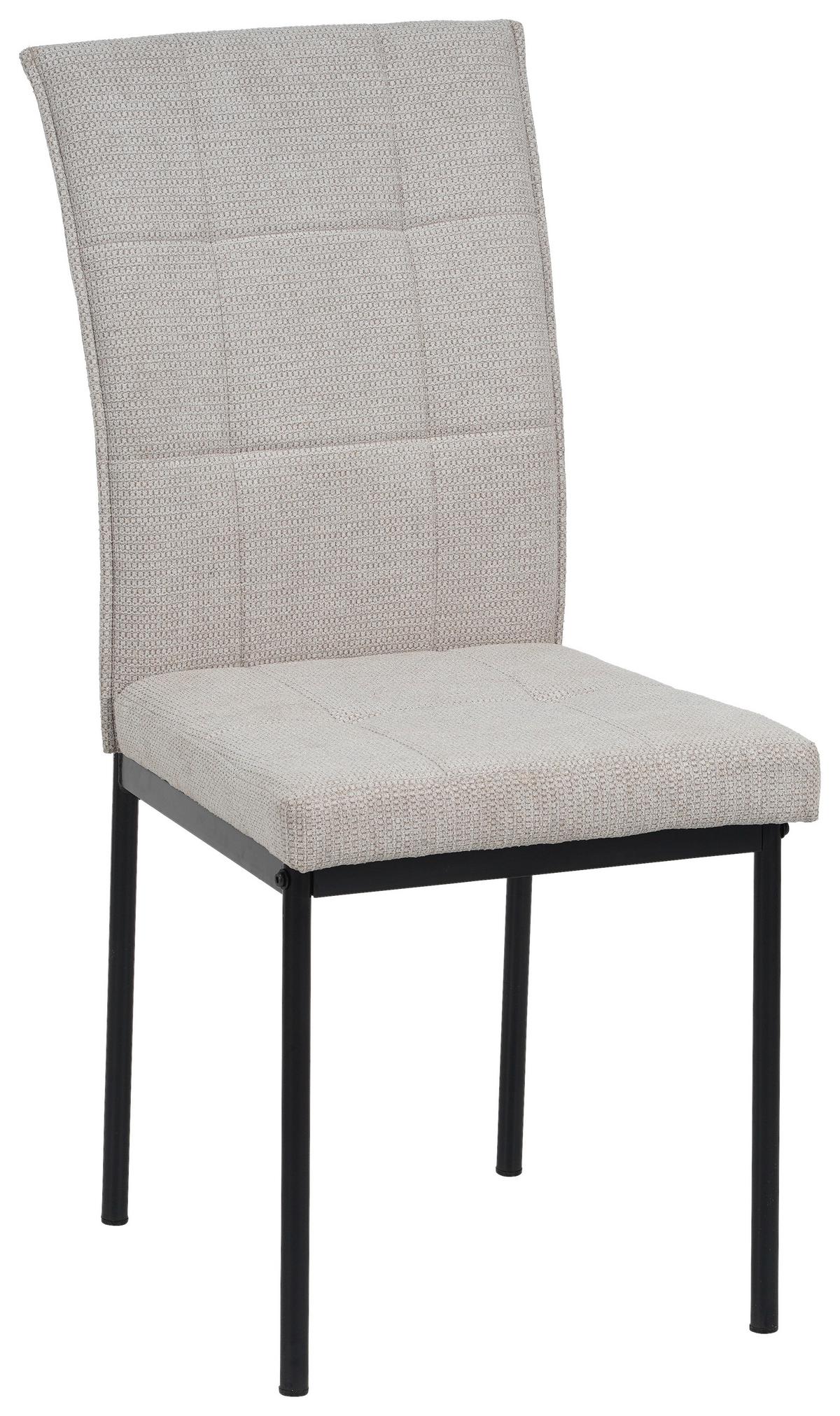 Vierfußstuhl Finn Webstoff Beige, B: 44 cm - Beige/Schwarz, KONVENTIONELL, Textil/Metall (44/96/61cm) - MID.YOU