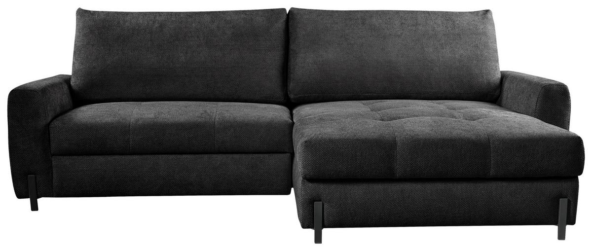 Ecksofa Naomi Anthrazit/Schwarz, 265 cm - Anthrazit/Schwarz, Design, Textil (265/162cm) - MID.YOU