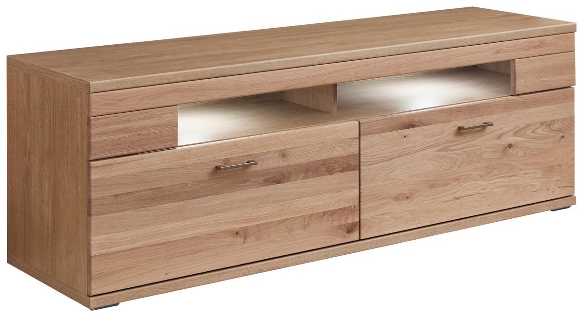Wohnwand Kansas - Alteiche/Silberfarben, KONVENTIONELL, Glas/Holz (330/208,3/50,2cm) - Livetastic