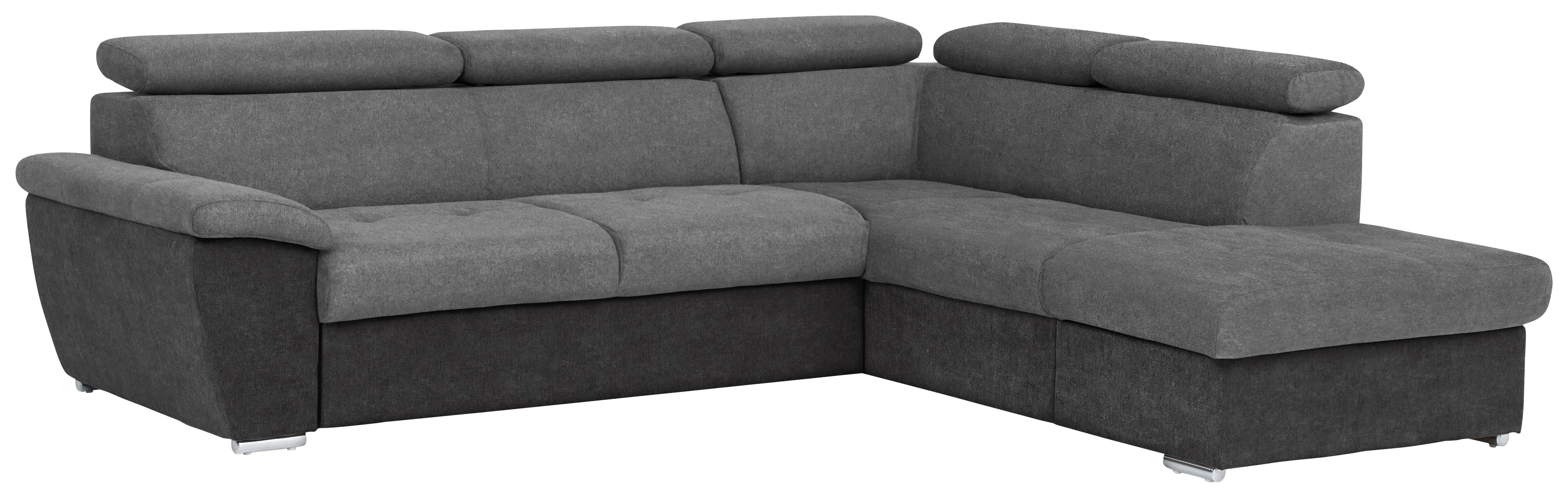 Ecksofa Mit Schlaffunktion Antero Und Bettkasten Grau - Chromfarben/Dunkelgrau, Design, Textil (262/216cm) - Livetastic