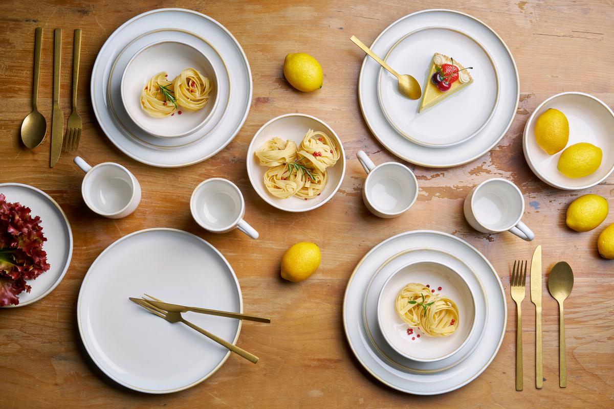 KOMBISERVICE Weiß, 16--Teilig. - Creme, Basics, Keramik - Van Well