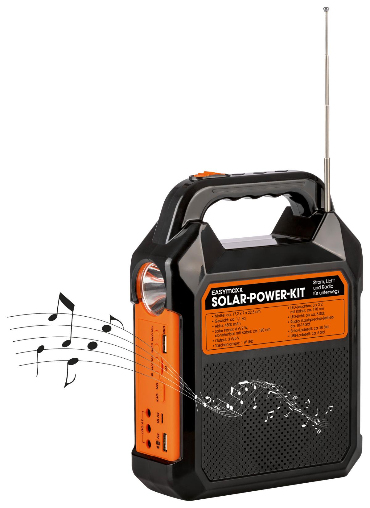 Stromerzeuger Easy Maxx Mobil/Tragbar Solarbetrieb - Schwarz/Orange, Basics, Kunststoff (17,2/7/22,5cm)