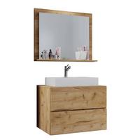 Badmöbel-set 3-tlg. Lendas B: 80 Cm Honig-Eiche Dekor - Honigeiche/Weiß, MODERN, Keramik/Holzwerkstoff (80cm) - MID.YOU