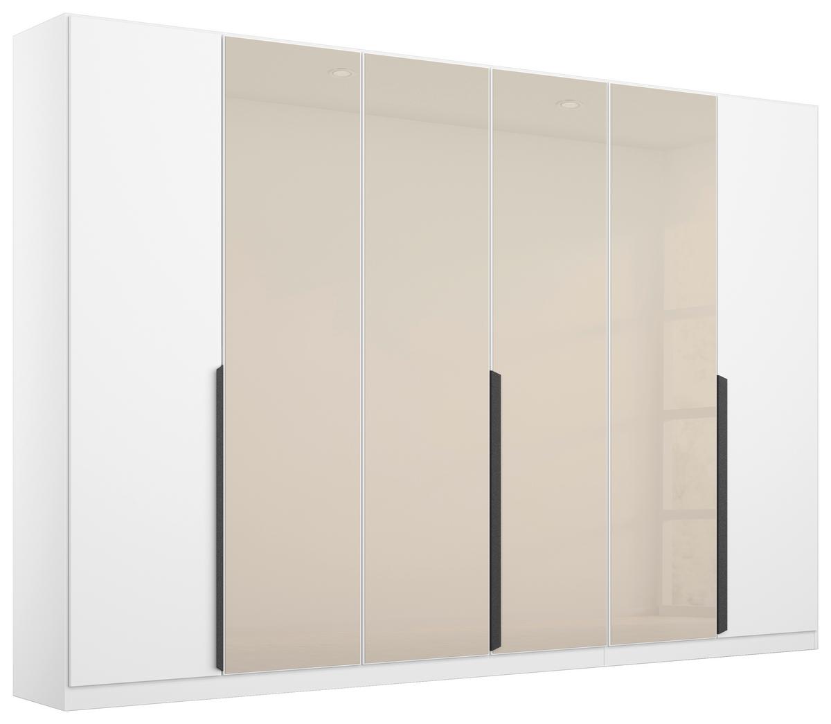 Drehtürenschrank Artemis 271 Cm Weiß/champagnerfarben - Champagner/Weiß, MODERN, Glas/Holzwerkstoff (271/210/54cm) - Rauch Möbel