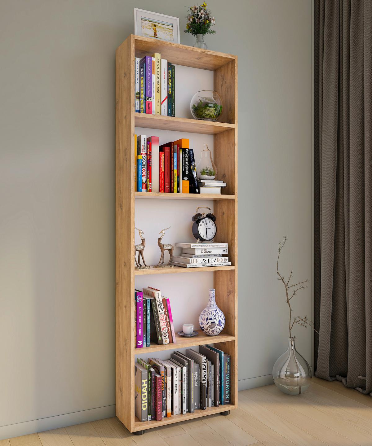 Regal Bulas Honigeiche Dekor B: 56cm - Honigeiche/Schwarz, Basics, Holzwerkstoff (56/169/20cm) - MID.YOU