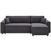 Ecksofa mit Schlaffunktion Mira Dunkelgrau Cord - Dunkelgrau/Schwarz, Basics, Textil (248/76/140cm) - Livetastic