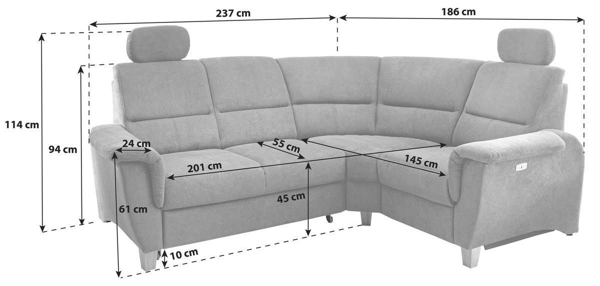 Ecksofa Parole Anthrazit S:237/186 cm - Wildeiche/Anthrazit, KONVENTIONELL, Textil (237/186cm) - Livetastic