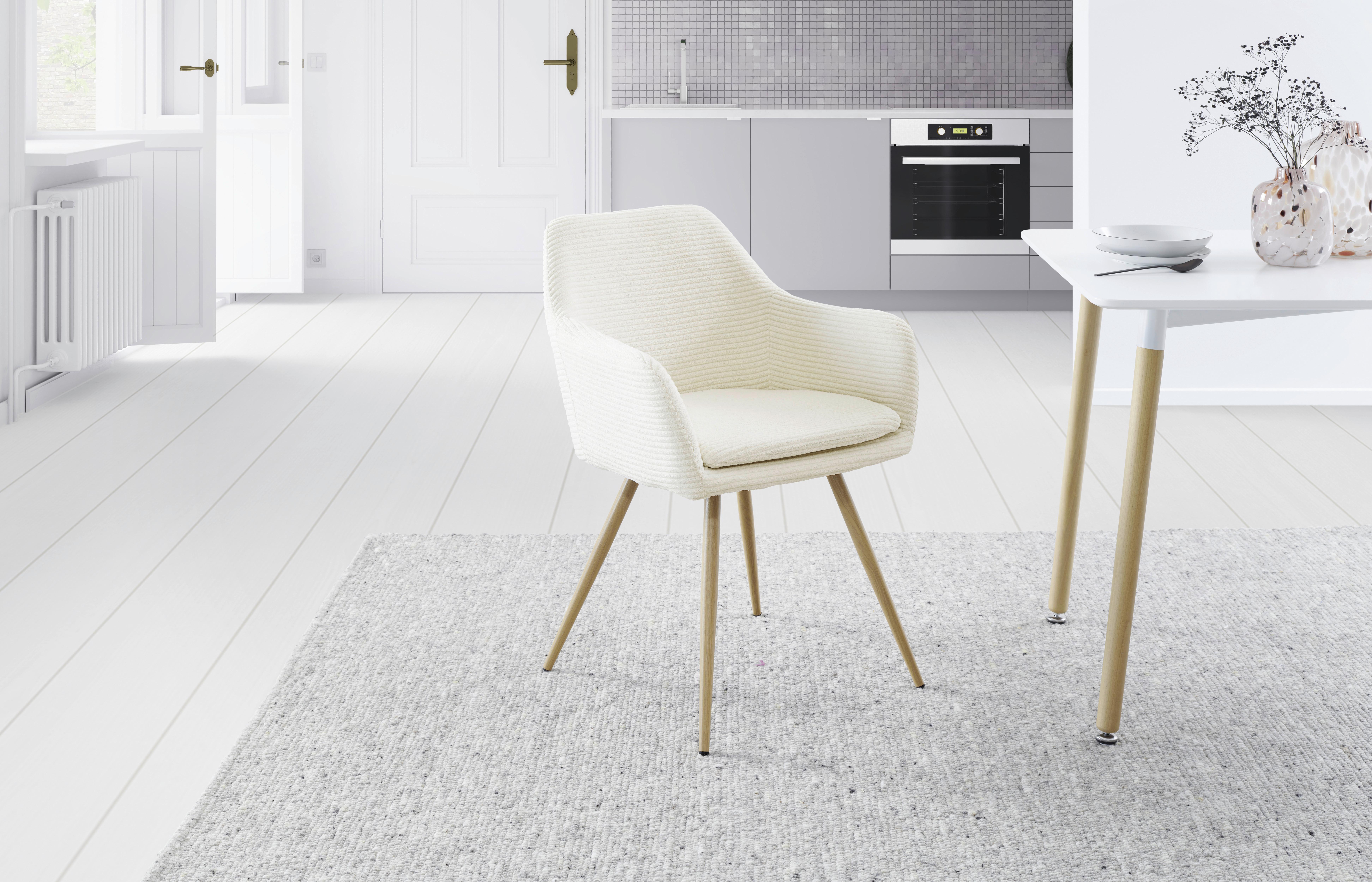 Armlehnstuhl Cardiff - Beige/Naturfarben, LIFESTYLE, Textil/Metall (57/83/62cm) - MID.YOU