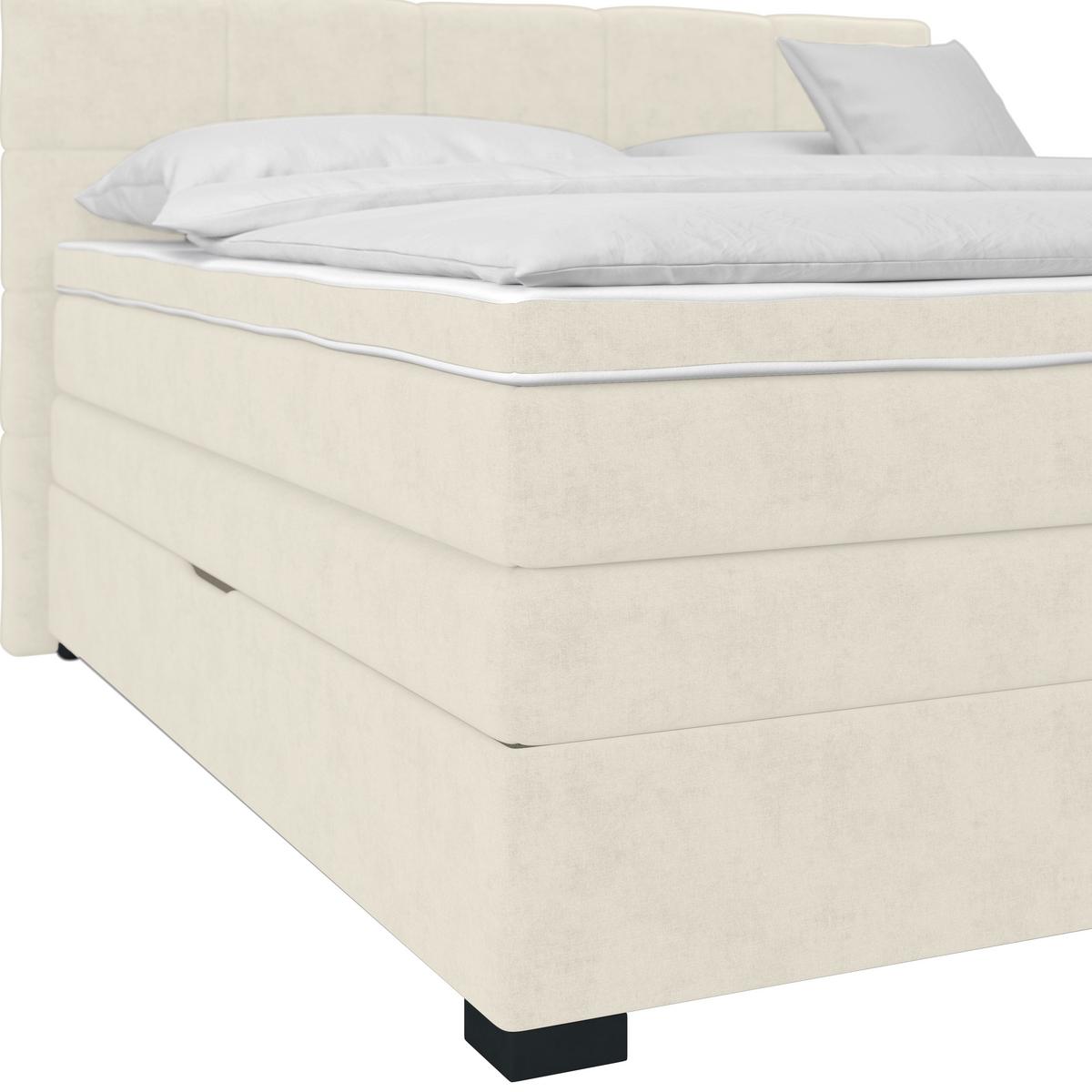 Boxspringbett April New Champagner, LF: 160x200cm - Champagner/Schwarz, KONVENTIONELL, Textil (160/200cm) - Sembella