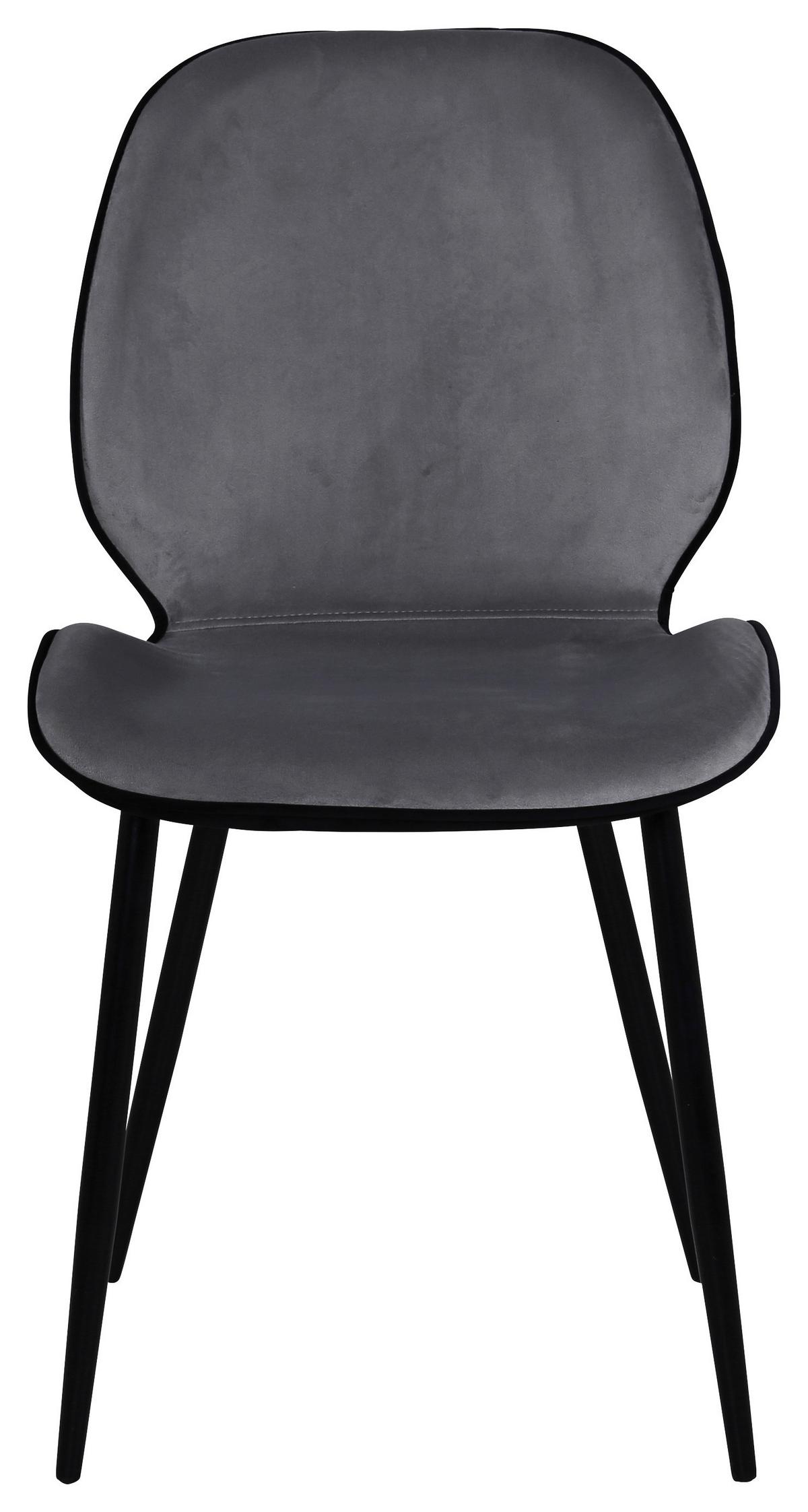 Stuhl-set Emma - Hellgrau/Schwarz, Design, Textil/Metall (47/89/57cm) - Livetastic