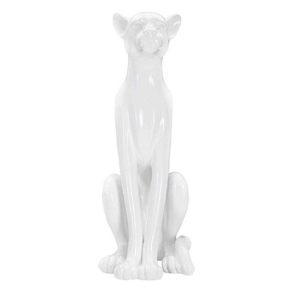 Skulptur Leopardo Sit weiß, B: 27 cm