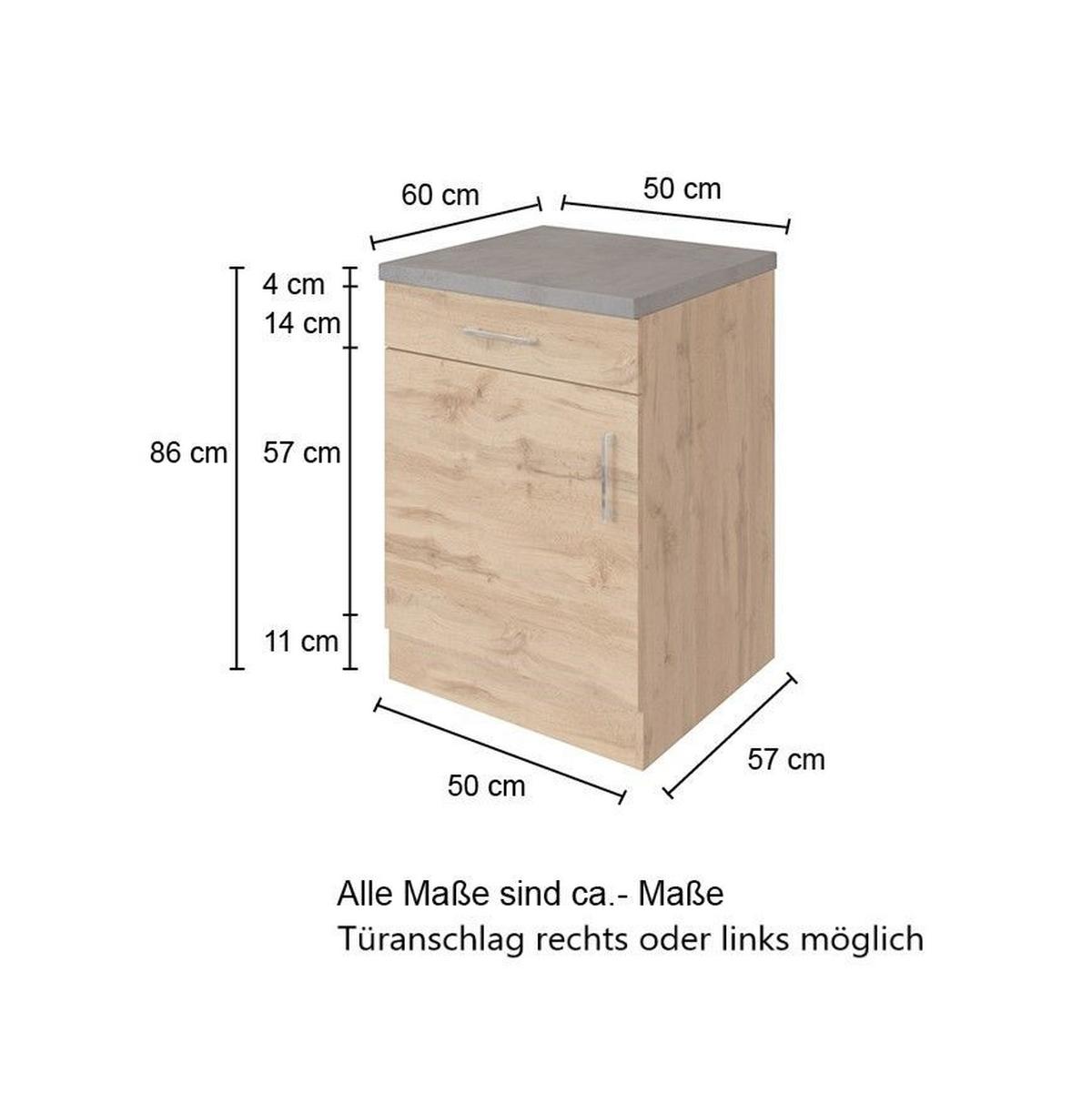 Küchenunterschrank B: 50 Cm Anthrazit/eiche Dekor Mit Lade - Anthrazit/Eiche Wotan, MODERN, Holzwerkstoff (50/85/60cm) - Held