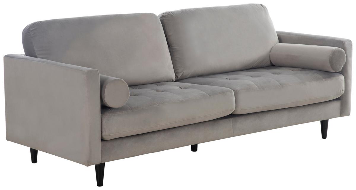 3-Sitzer-Sofa Janina Samt Grau - Schwarz/Grau, MODERN, Textil (211/88/89cm) - P & B