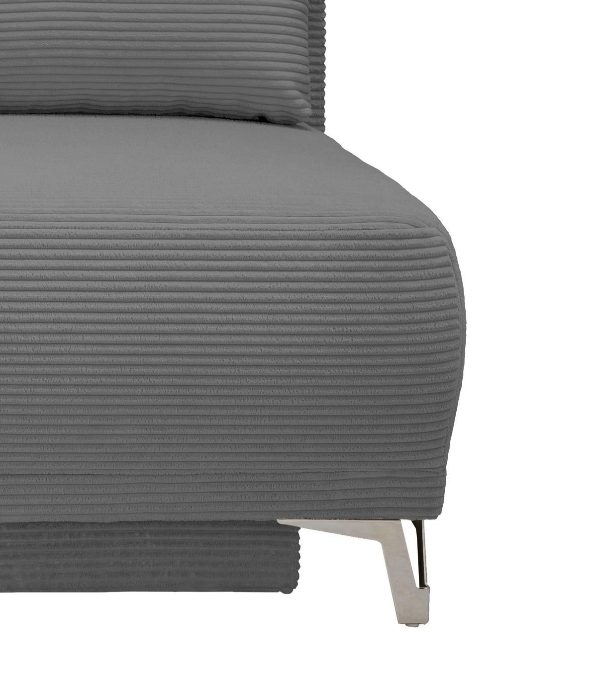 Schlafsofa Ari Grau Cord, B: 198 cm - Chromfarben/Grau, MODERN, Textil (198/90/100cm) - Livetastic
