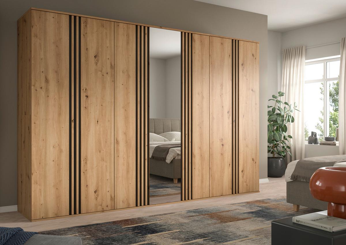 Drehtürenschrank Tofta Eiche Dekor/Anthrazit B: 280cm - Anthrazit/Eiche Artisan, ROMANTIK / LANDHAUS, Holzwerkstoff (280/192/56cm) - Livetastic