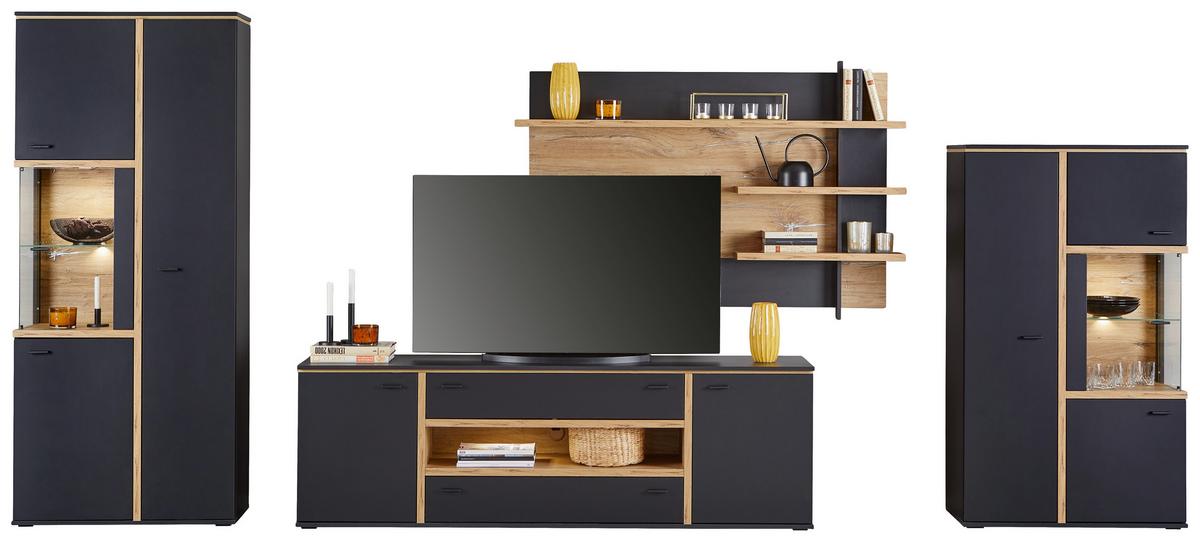 Vitrine Miron B: 86,7 cm mit Beleuchtung Massiv - MODERN, Glas/Holzwerkstoff (86,7/149/41,6cm)