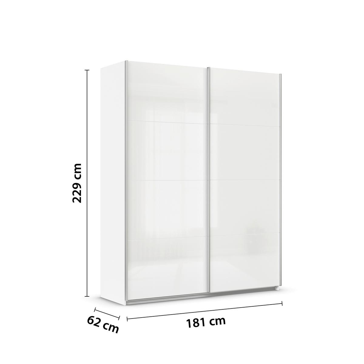 Tolóajtós  Szekrény Feldkirch 181/229 Cm - magasfényű fehér/fehér, Modern, faalapú anyag (181/229/62cm)