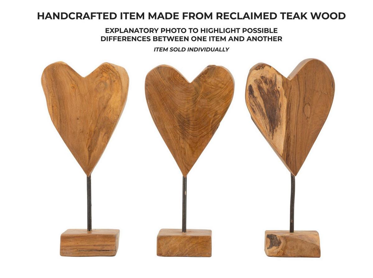 Skulptur Heart Teak Braun, B: 15 cm - Braun, Basics, Holz (15/35/10cm)