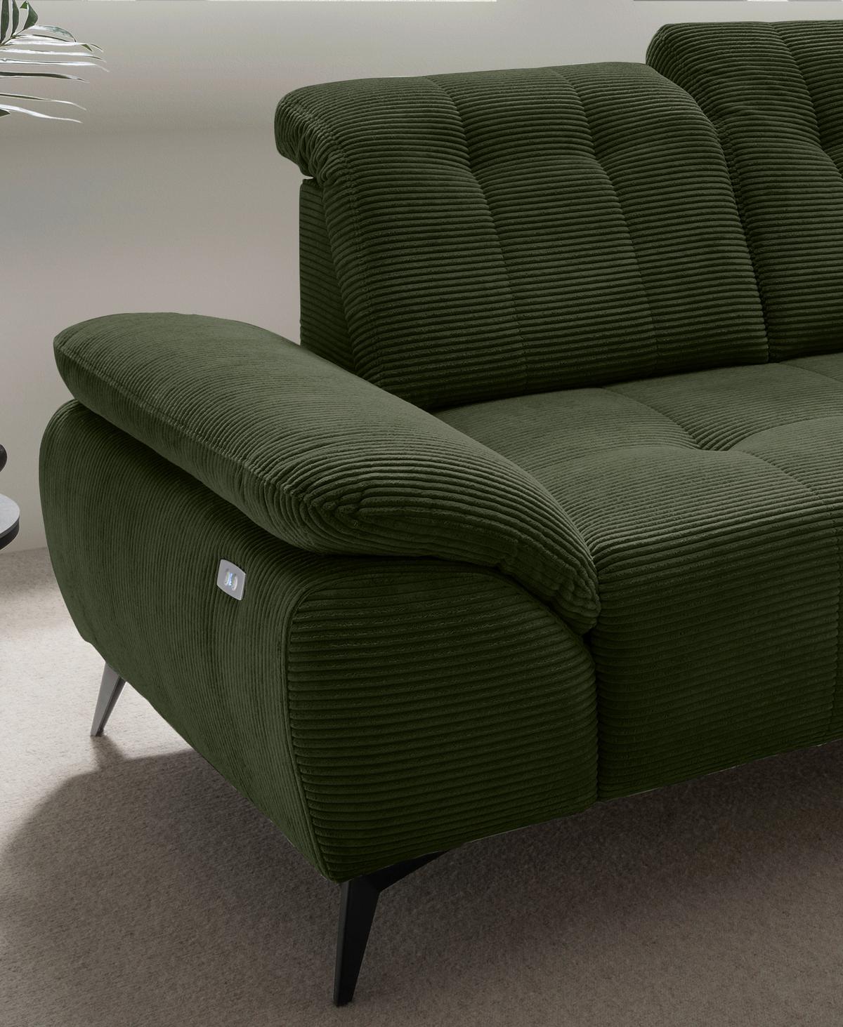 Ecksofa Fiore Dunkelgrün S: 272x200 cm - Dunkelgrün/Schwarz, MODERN, Textil (272/200cm) - Livetastic