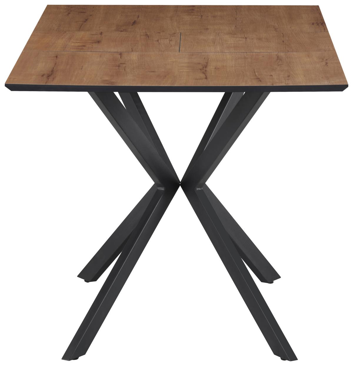 Ausziehtisch Lennox 120 Az Mdf Eiche Dekor, B: 120-160 Cm - Eichefarben/Schwarz, KONVENTIONELL, Holzwerkstoff/Metall (120-160/76/80cm) - MID.YOU