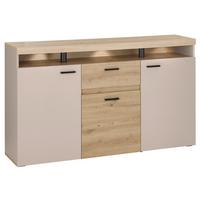 Sideboard Strada Giga *ph* Eiche Artisan/Kashmir, B:151cm - Kaschmir/Schwarz, Trend, Glas/Holzwerkstoff (151/89/37cm)