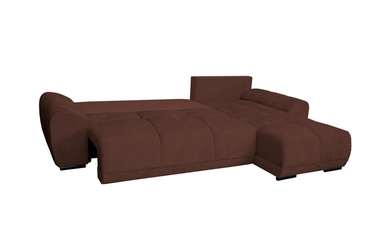 Rohová sedačka BONN, oboustranná, hnědá žinylka - černá/hnědá, Moderní, textil/plast (296/182cm)