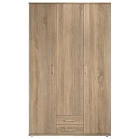Drehtürenschrank Mit 2 Laden 120cm Paul,sonomaeiche 3-Türig - Sonoma Eiche, Basics, Glas/Holzwerkstoff (120/196/54cm)