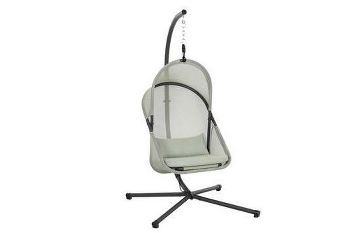Hängesessel Mit Gestell Mit Sitz- Und Rückenkissen - Anthrazit/Grün, KONVENTIONELL, Kunststoff/Textil (123/195/106cm) - Siena Garden