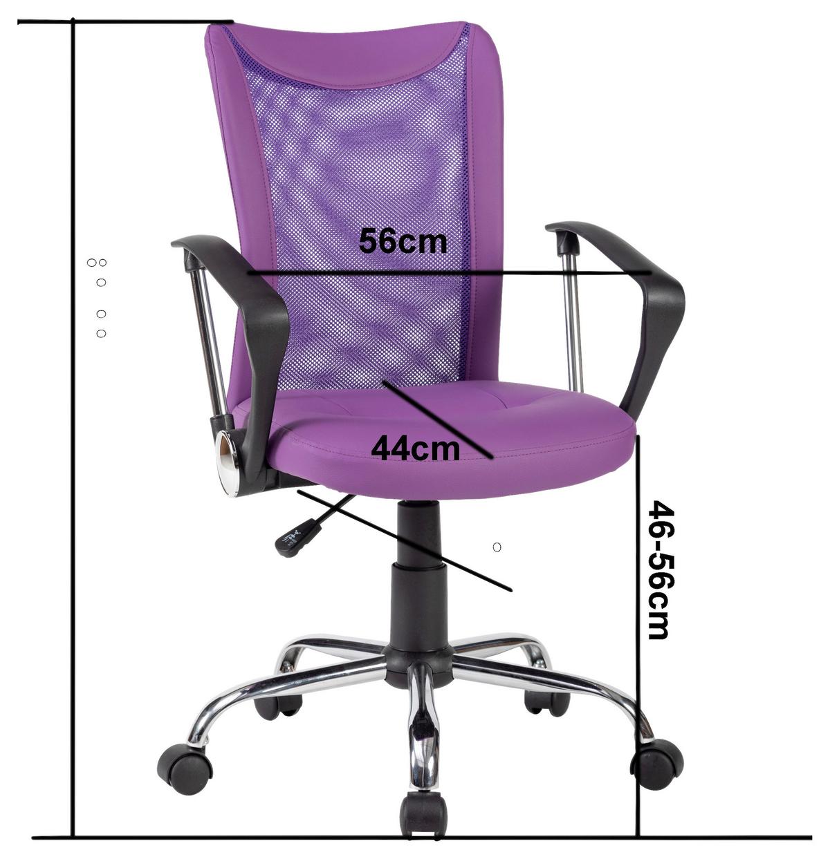 Drehstuhl Vanessa Lila/Schwarz/Chrom B: 56 cm - Chromfarben/Lila, Trend, Kunststoff/Textil (56/99/56cm)