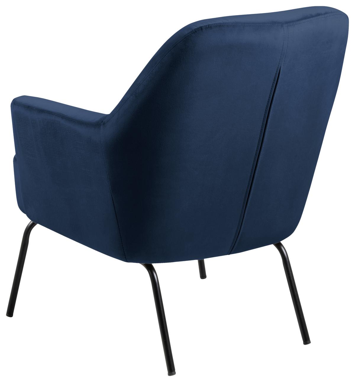 Polsterstuhl Melissa Blau Velours - Blau/Schwarz, KONVENTIONELL, Textil (75/83/75cm) - Livetastic