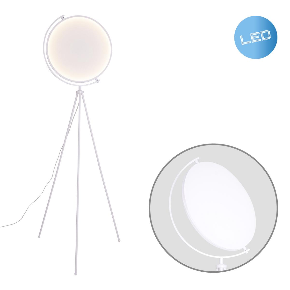 LED-Stehlampe Munega Weiß Rund - Weiß, Design, Kunststoff/Textil (41/156cm) - Näve