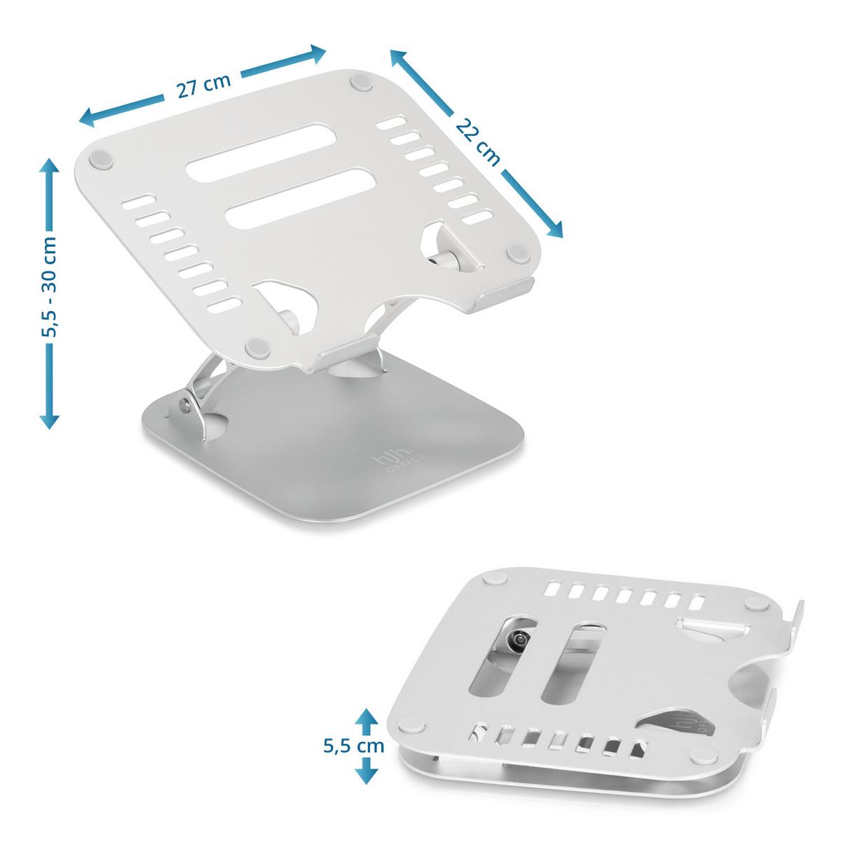 Laptop-halterung Stand Silberfarben Höhenverstellbar - Silberfarben, Basics, Metall (27/5,5/22cm) - MID.YOU