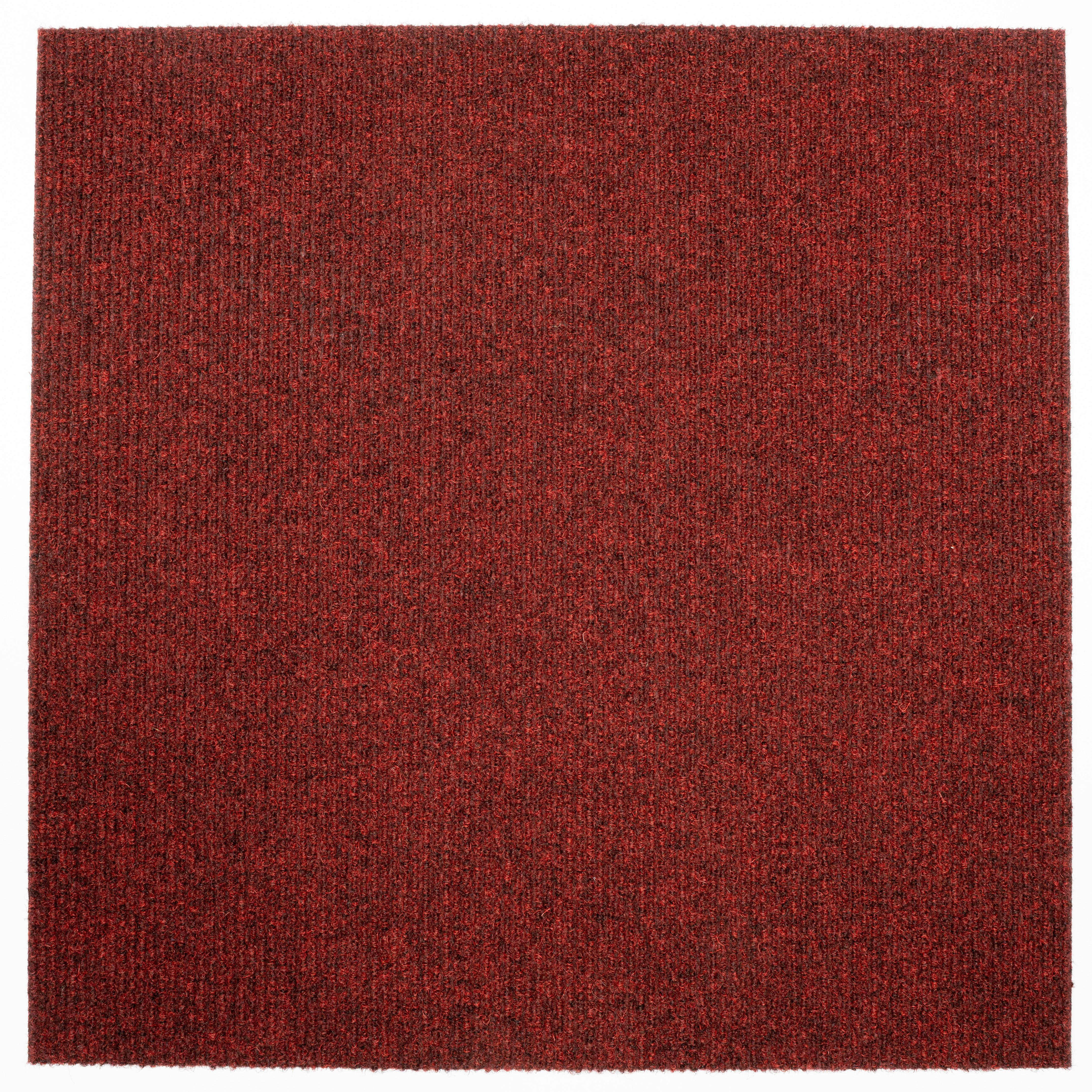 Teppichfliese Rot Solid Rib 50x50 cm Florhöhe 2,5 mm - Basics, Textil (50/50cm)
