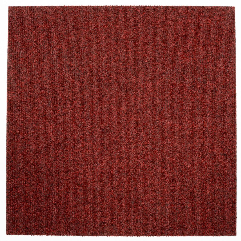 Teppichfliese Rot Solid Rib 50x50 cm Florhöhe 2,5 mm