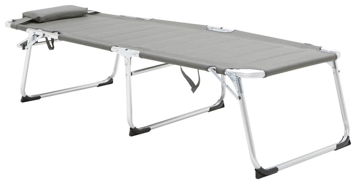 Sonnenliege Klenia Aluminium, Textil mit Kissen - Grau, MODERN, Textil/Metall (70/45/95/200cm) - Ondega