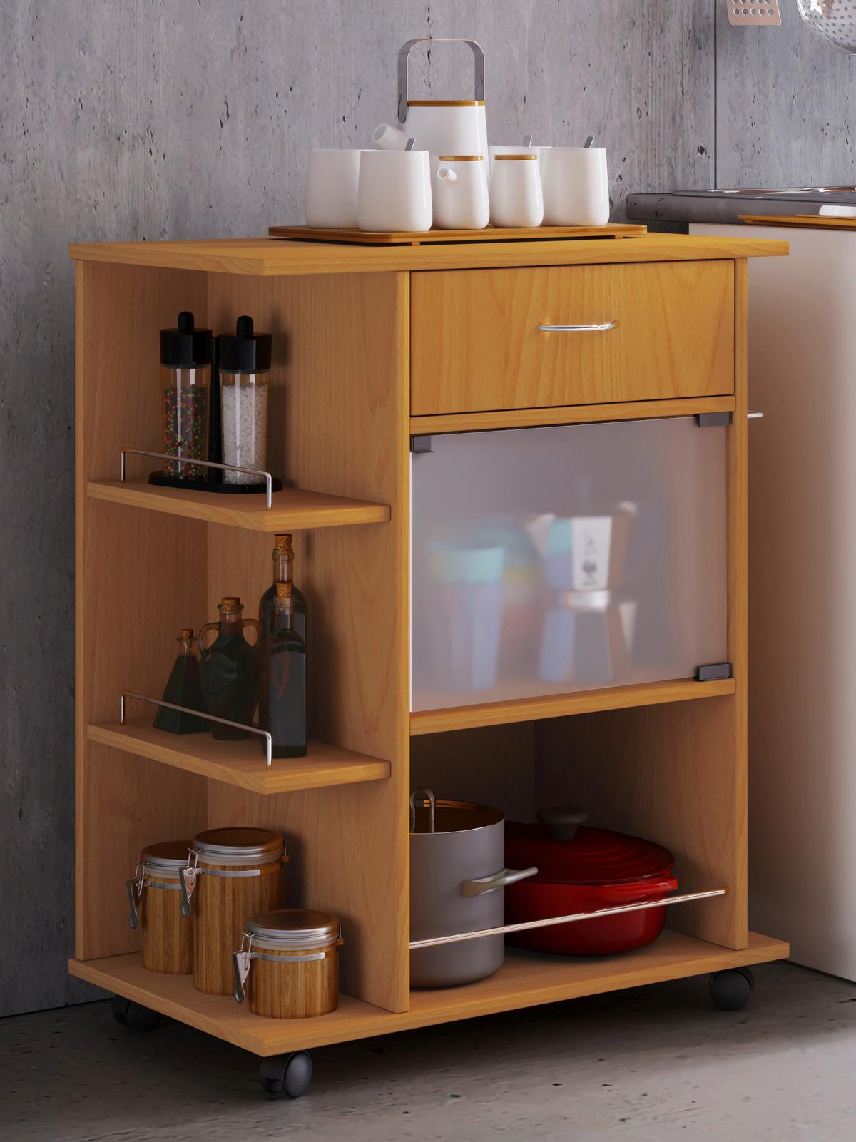 Allzweckwagen Pocis Buchefarben B: 39 cm - Buchefarben, MODERN, Glas/Holzwerkstoff (65/39/80cm) - MID.YOU