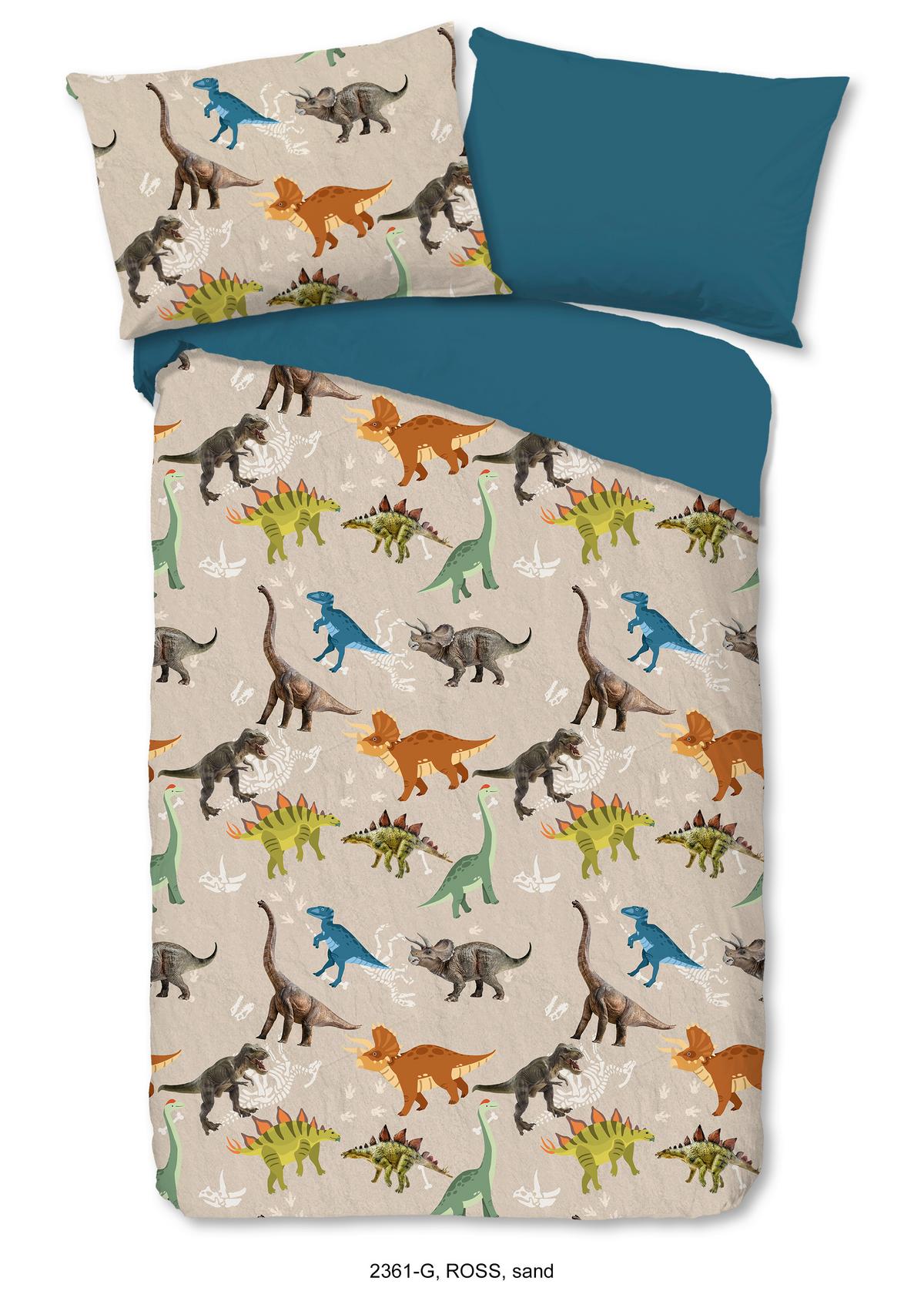 Kinderbettwäsche 140x200 Cm Ross Multicolor Dinosaurier - Multicolor, Basics, Textil (140/200cm)