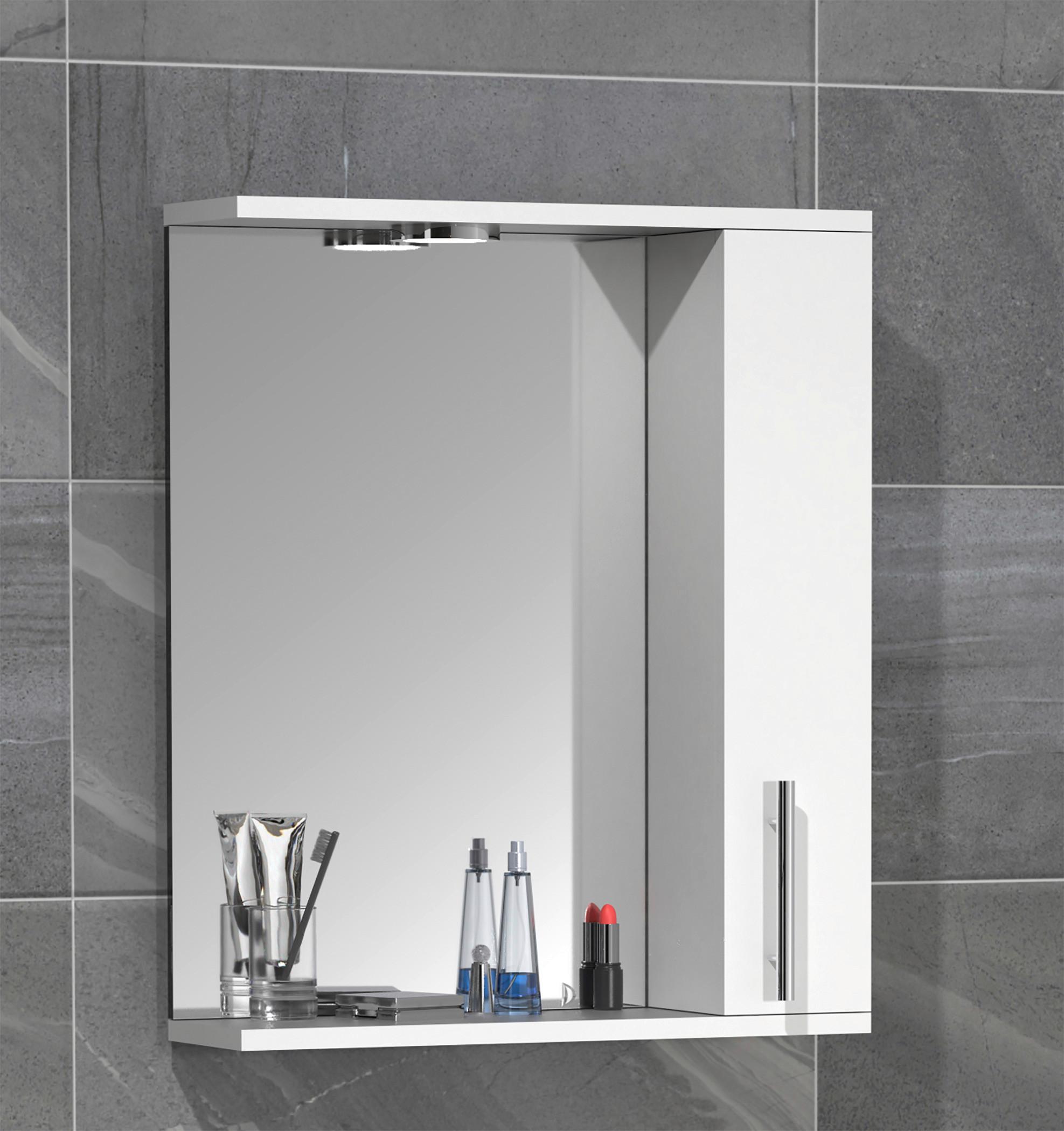 Spiegelschrank Lisalo M 1-Türig BxHxT: 50x60x14 cm - Weiß, MODERN, Glas/Holzwerkstoff (50/60/14cm) - MID.YOU