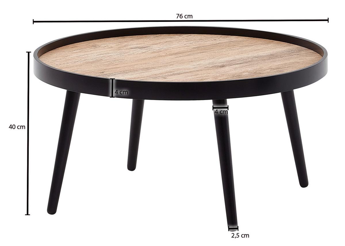 Konferenčný stolík p: 76cm - čierna, Modern, drevo/kompozitné drevo (76/76/40cm) - MID.YOU