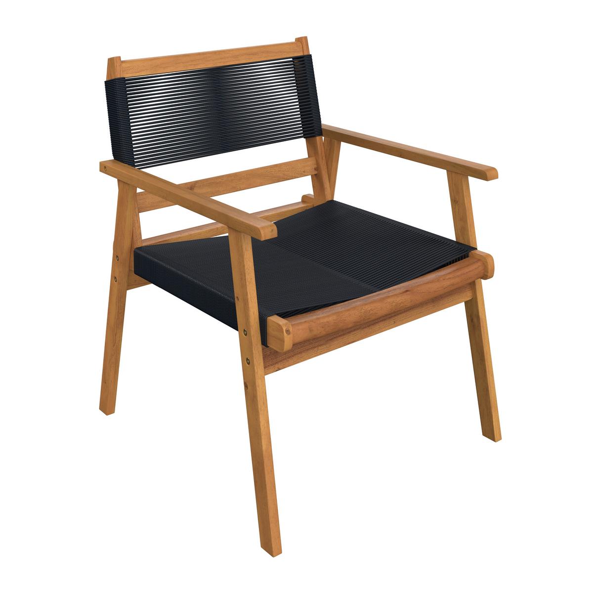 Terasová sedací souprava ENRICA - černá/barvy akácie, Moderní, dřevo/plast (120/84/70cm) - Bessagi Garden