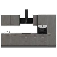 Kuchynská linka 360 cm, bridl.šedý betón/bridl.šedá - farba ušľachtilej ocele/bridlicová, Modern, kov/kompozitné drevo (360cm) - Nobilia