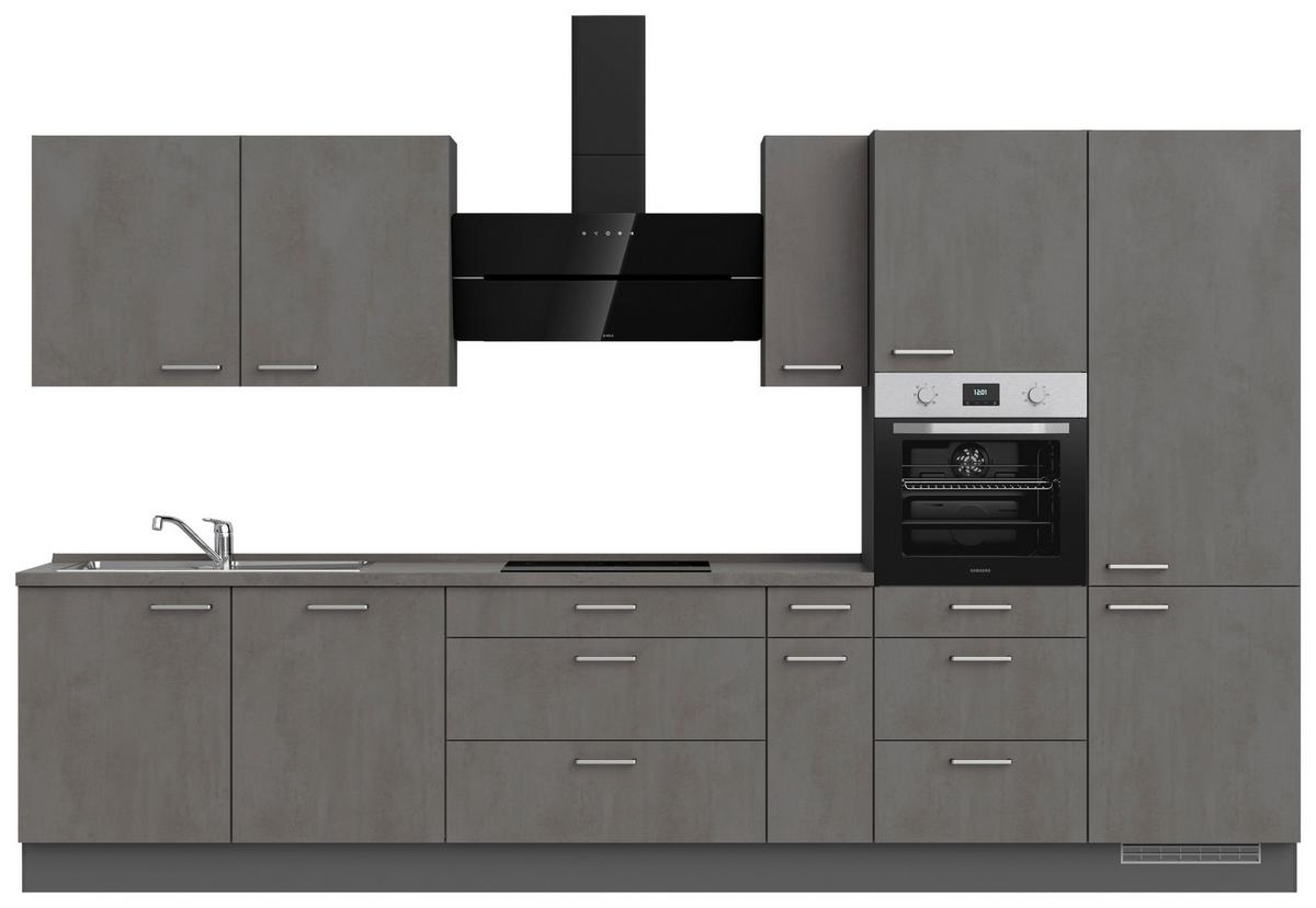 Kuchynská linka 360 cm, bridl.šedý betón/bridl.šedá - farba ušľachtilej ocele/bridlicová, Modern, kov/kompozitné drevo (360cm) - Nobilia