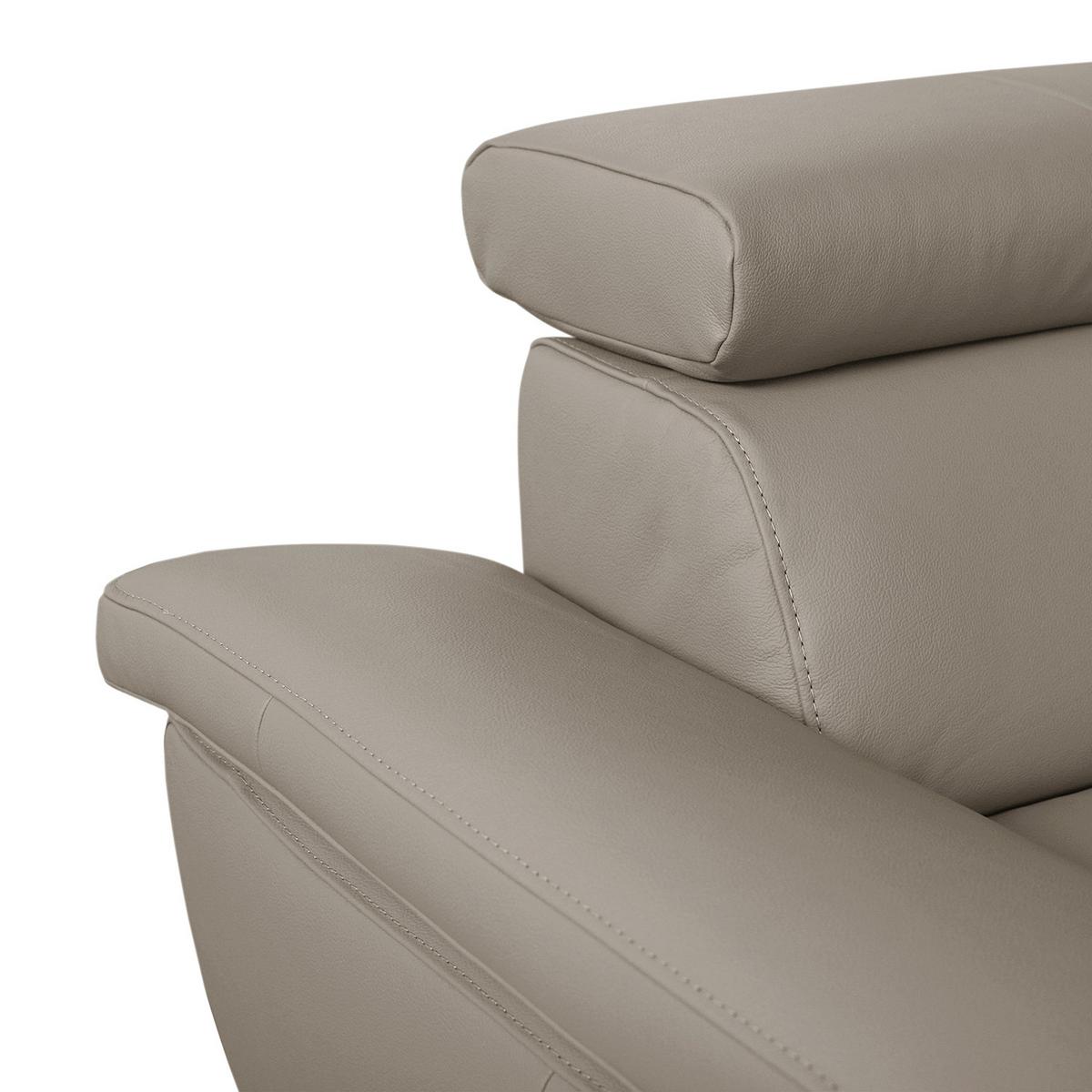 Ecksofa Lugano Teilleder Hellgrau 248x208 - Chromfarben/Hellgrau, Design, Leder/Textil (248/208cm) - Livetastic