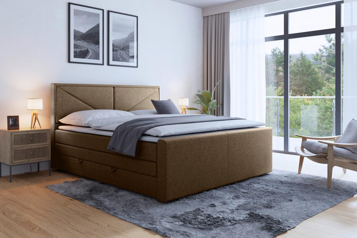 Boxspringbett Mit Bettkasten Lima 180x200 Cm Beige - Beige/Schwarz, MODERN, Holz/Kunststoff (180/200cm) - MID.YOU