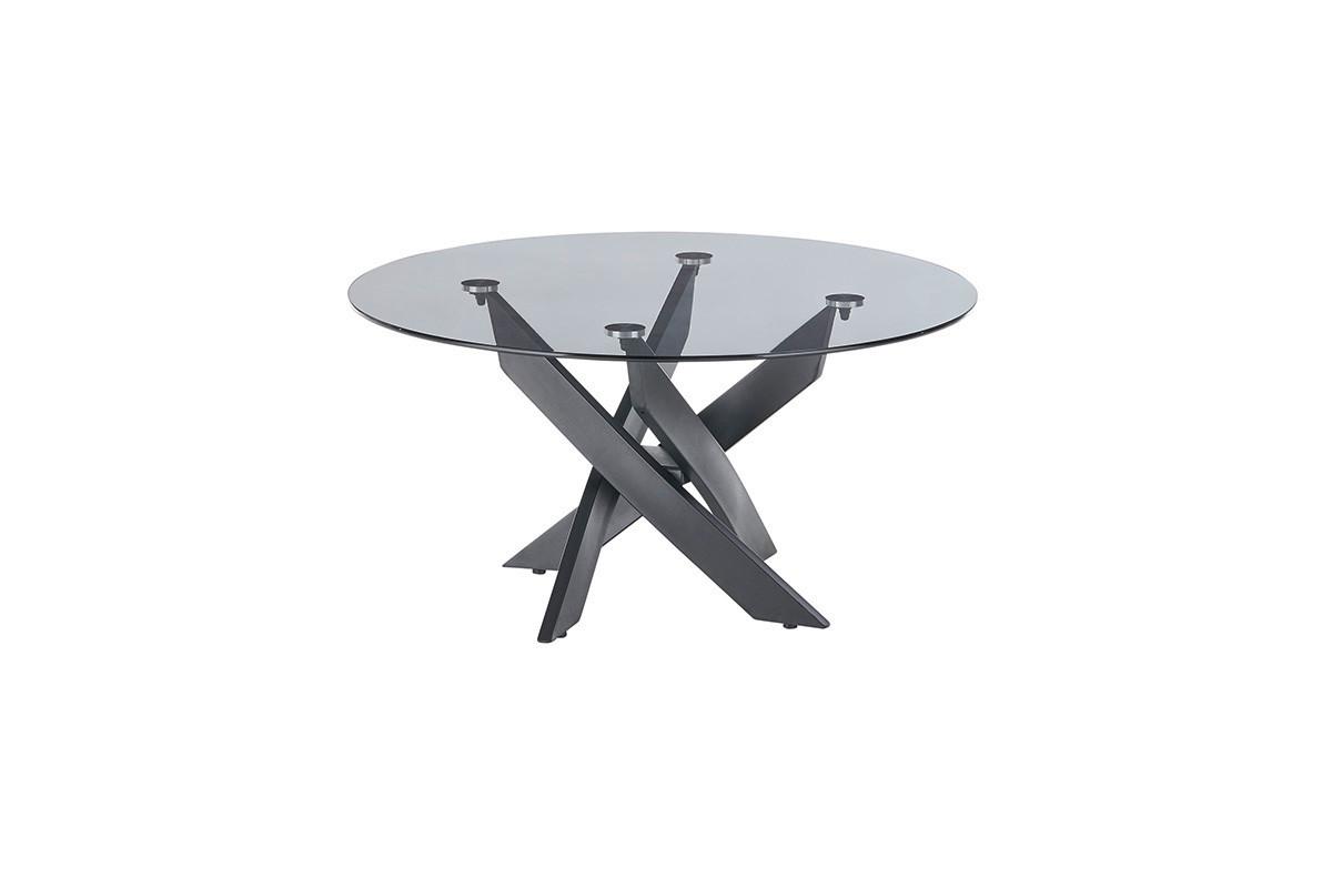 Couchtisch Rund Metall Mit Glasplatte Kopenhagen Schwarz - Schwarz/Grau, MODERN, Glas/Metall (80/45cm)