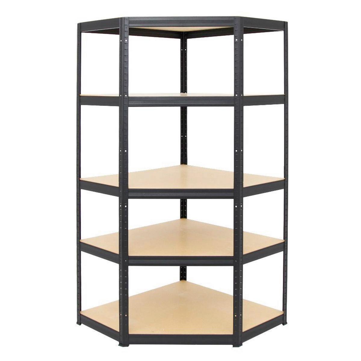 Schwerlastregal Theo -Eck - Schwarz, Trend, Holzwerkstoff/Metall (90/40/180cm) - Homezone