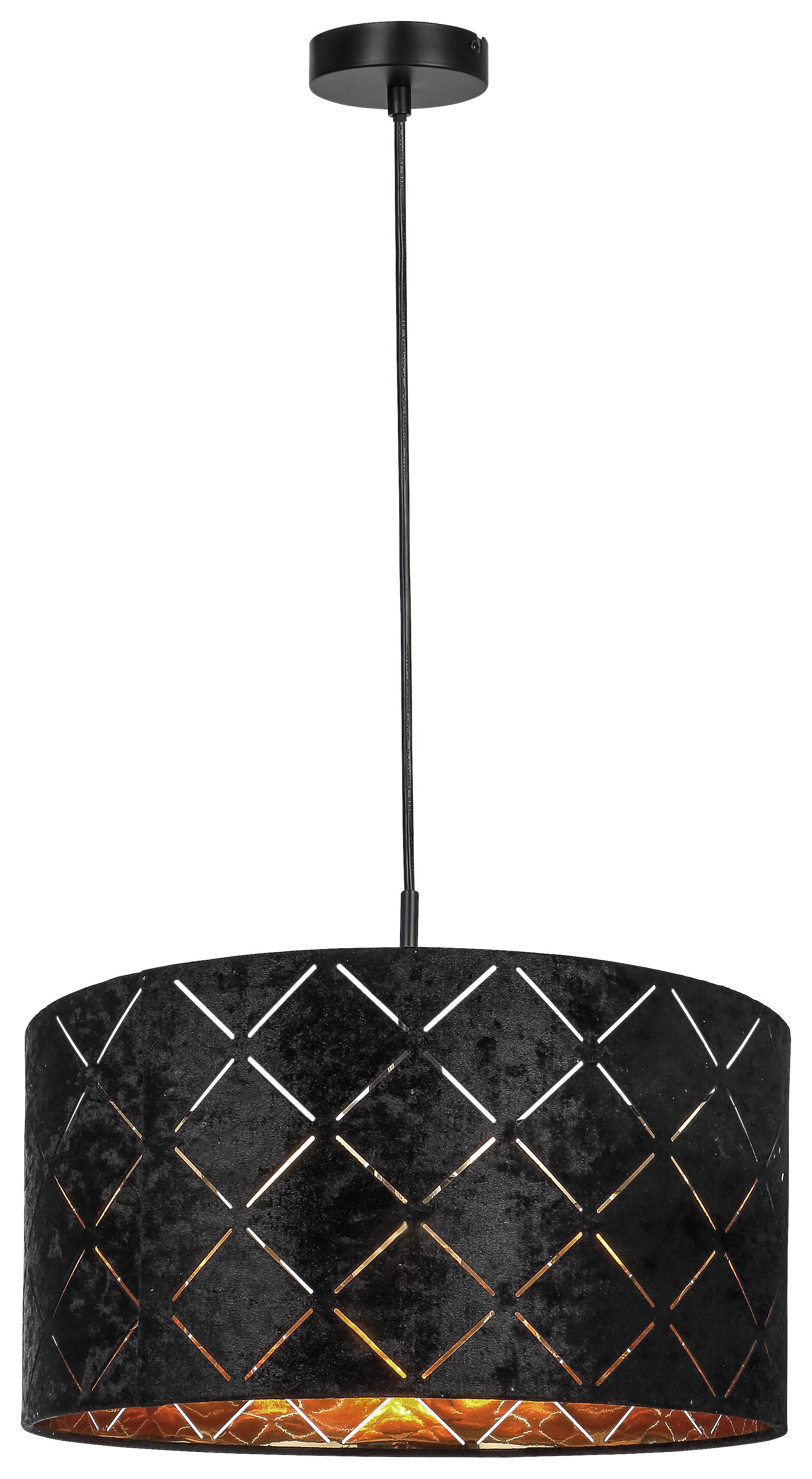 Hängeleuchte Lorena H: 120 Cm 1-Flammig Samtlook - Schwarz, ROMANTIK / LANDHAUS, Textil/Metall (38/120cm) - James Wood