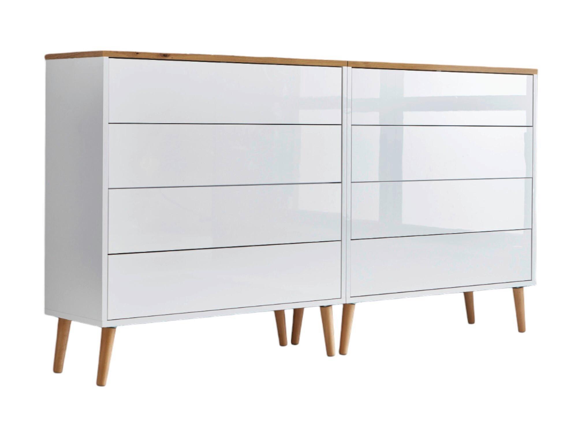SIDEBOARD Mailand 1 B:158cm Eiche/Weiß - Weiß Hochglanz/Weiß, MODERN, Holzwerkstoff (158/86/33cm) - MID.YOU