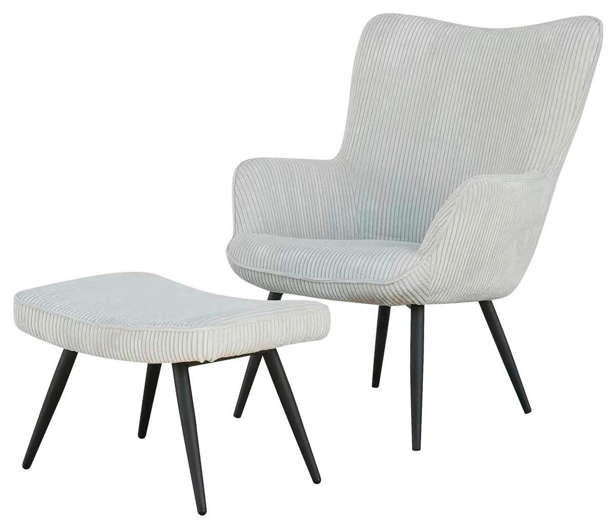 Sesselset 2-Teilig Elefenbein - Elfenbein/Schwarz, Basics, Textil - MID.YOU