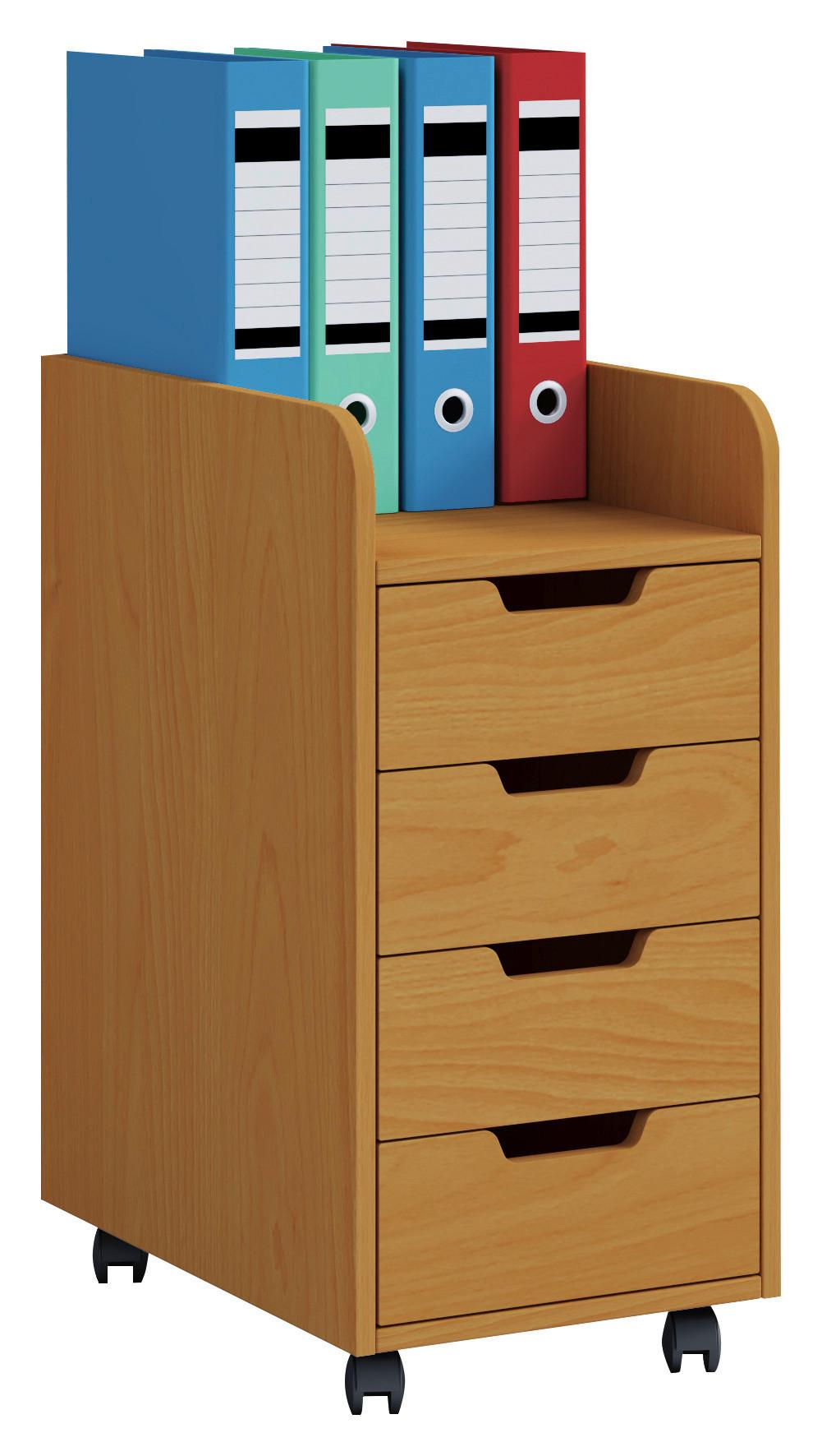 Rollcontainer Buche Dekor Konal Mini 33x65x40 Cm - Buchefarben, KONVENTIONELL, Holzwerkstoff/Kunststoff (33/65/40cm) - MID.YOU